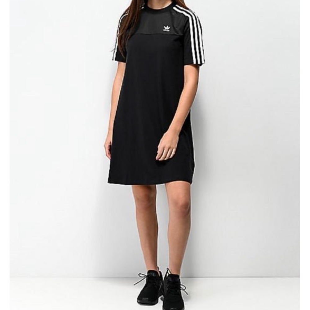 Adidas Three Stripes Black Mesh T-Shirt Dress